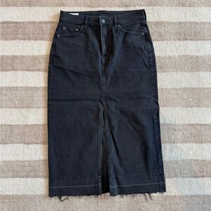 GAP Black Denim Midi Skirt with Slit